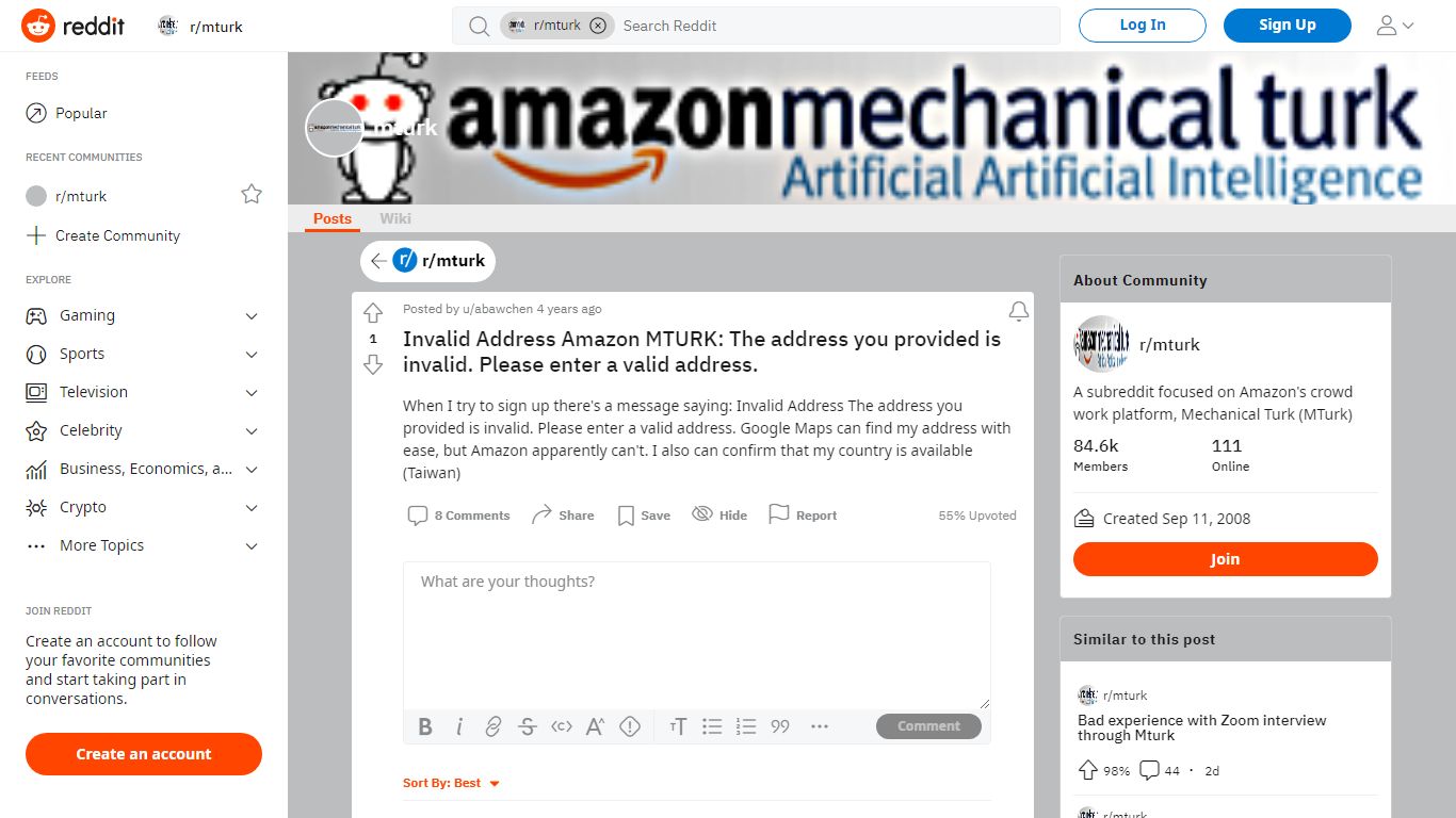 Invalid Address Amazon MTURK: The address you provided is ... - reddit